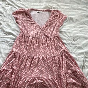 Hollister Pink Spring Formal Church Flowers Short Sleeve Dress